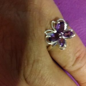🛑 LOWEST PRICE🛑AMETHYST *BUTTERFLY* STERLING SILVER RING. SIZE-7